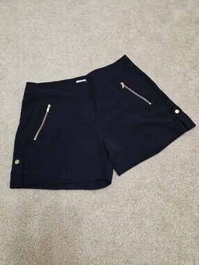Cache Y2K Navy Gold Zip-Pocket Women's Shorts 6